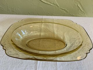 Vintage Federal Madrid Depression Glass Gold Oval Serving Bowl Dish 10” X 7”