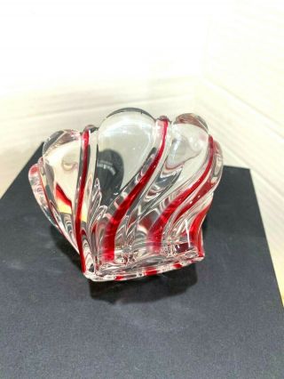 Mikasa Germany Red And Clear Peppermint Swirl Crystal Candy Bowl Dish 4 