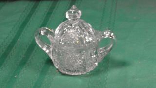 Vintage Glass Sugar Bowl With Handles And Lid