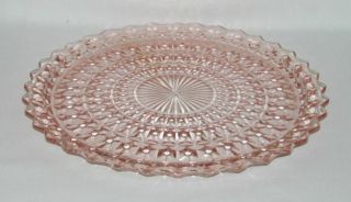 Jeannette Glass Co.  Holiday Buttons And Bows Pink Round Sandwich Tray