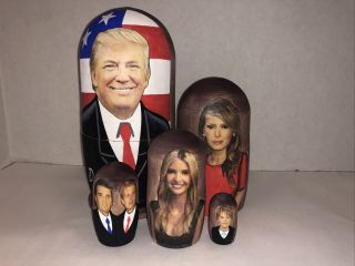 Donald Trump Family Nesting Dolls Wooden 5pc US President Melania Ivanka Barron 2