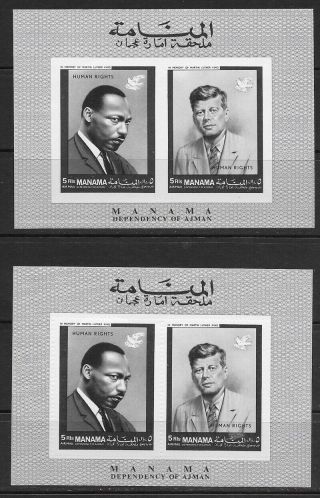 Manama,  Ajman,  John F Kennedy,  1968,  Set Of 2 S/s 