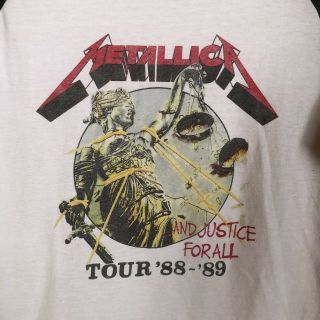 Metallica And Justice for All Tour 1988 - 1989 Worn Ringer Vintage Remake L 2