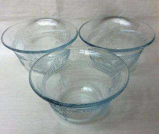 3 Vintage Philbe Blue Fire King Oven Glass Custards