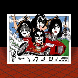 Kiss Artist Signed Poster Art,  Gene Simmons Paul Stanley Ace Frehley Peter Criss