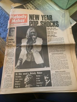 Melody Maker January 3rd 1970 Year Pop Shocks