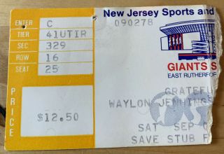 1978 Grateful Dead Giants Stadium Nj Box Office Concert Ticket Stub 9/2/78 Nyc