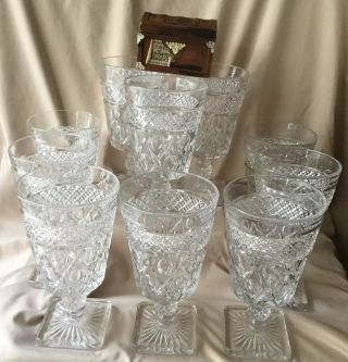 10pc Indiana Glass Park Lane Water Wine 6” Goblets Stemware Square Base Wow