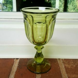 Vintage Imperial Glass Ohio Old Williamsburg Verde Green Water Glass 6 - 5/8 " Tall