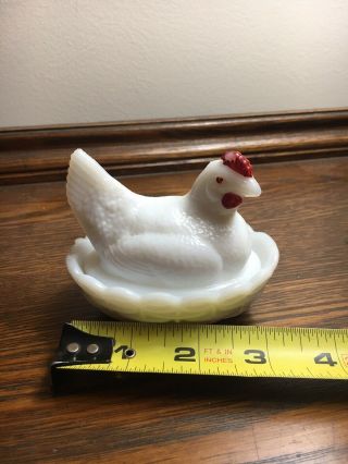 Westmoreland Vintage Milk Glass Hen Chicken Rooster On Nest Salt Dip Cellar