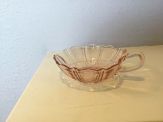 Anchor Hocking Pink Depression Glass Oyster And Pearl One Handled Nappy Heart