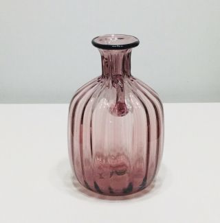 Vintage Amethyst Hand Blown Glass Double Handle Jug/Vase Pretty 6.  5” Tall 2