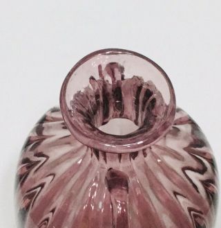 Vintage Amethyst Hand Blown Glass Double Handle Jug/Vase Pretty 6.  5” Tall 3