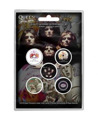 Queen Badge Pack Early Albums A Day At The Races Band Logo Official 5 Pack