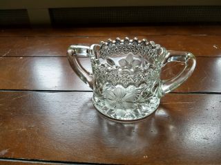 Vintage 2 Handled Brilliant Crystal Sugar Bowl 3 " H Unbranded