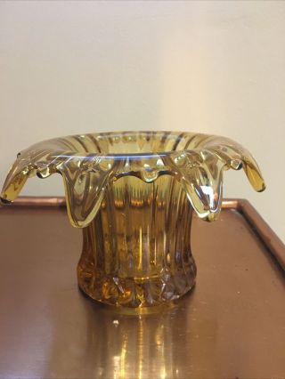Vintage Retro Yellow Amber Thick Art Glass Posy Vase