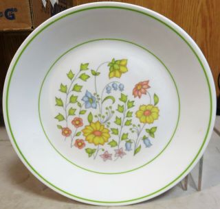 Vintage Corelle Spring Meadow 8 1/2 " Lunch Salad Plate Green Rim With Flowers