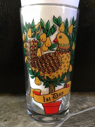 1st Day Of Christmas Glass Tumbler Partridge In A Pear Tree 5 1/2 " Perfect
