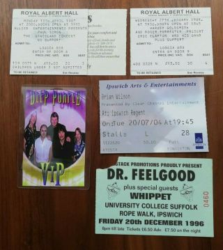 Various Tickets Incl.  1987 Paul Simon & 1988 Eric Clapton & Deep Purple Vip Pass.