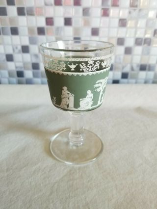 Great Vintage Jeanette Hellenic Green Grecian Wine Sherry Cordial Glass