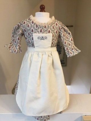 Euc Made To Fit American Girl Felicity Floral Work Dress & Apron Elizabeth Ooak