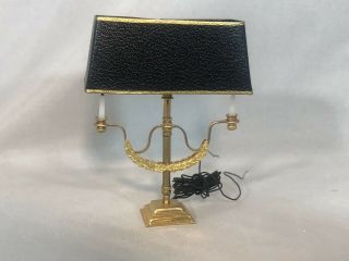 Dollhouse Miniature 1:12 Scale Lamp Gold With Black Shade By Brooke Tucker