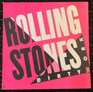 ROLLING STONES Dirty Work 12x12 square promo poster flat 2sided 1986 2