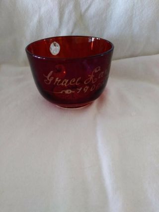 Antique 1906 Etched Ruby Red Flash Glass W/grace Laurence