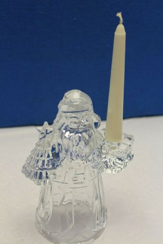 24 Lead Crystal/ Clear Glass Santa Claus Holding Christmas Tree Candle Holder