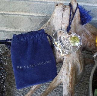 Princess House Heart Ornament 24? Lead Crystal Czech Republic With Velvet Bag