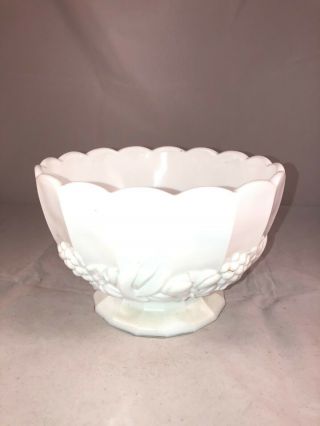 Large Vintage Milk Glass Pedestal Fruit Bowl Indiana Glass Company 8 