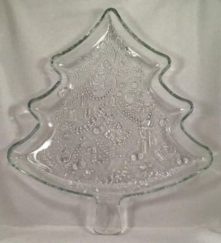 Christmas Tree Serving Platter 12 " Indiana Glass