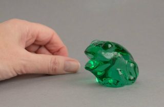 Quality Vintage Green Glass Frog Ornament Paperweight Toad