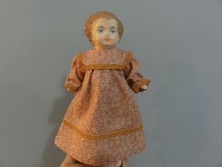 Early Antique German Folk Milliner Doll Paper Mache Head Straw & Muslin Body