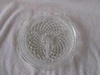 Anchor Hocking Wexford Clear Glass 3 Part Relish Dish 8 " Top 1 1/2 " Tall