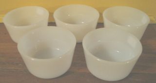Glasbake 1 3/4 " Cups Have The White Stuff Set Of 5•milk Glass