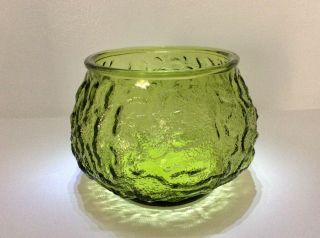 1 Vintage Green Glass Bowl/planter By E.  O.  Brody Co.  Crinkle Pattern