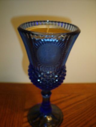 Avon Fostoria 1876 Glass 8 " Cobalt Blue George Washington Goblet Candle Holder
