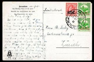 Palestine 1950 Postcard With Stamps From Jerusalem To Zurich
