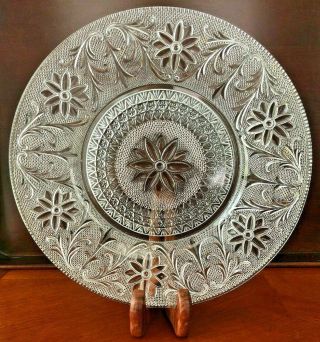 Indiana Glass Sandwich Clear Dinner Plate 10 3/8 " Pressed Pattern Depression Euc