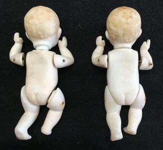 2 Vintage Antique Jointed Baby Dolls,  Small Porcelain / Bisque Made In Japan 2