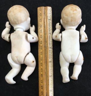 2 Vintage Antique Jointed Baby Dolls,  Small Porcelain / Bisque Made In Japan 3