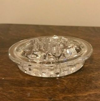 Vintage Clear Glass Eleven (11) Hole Round Flower Frog