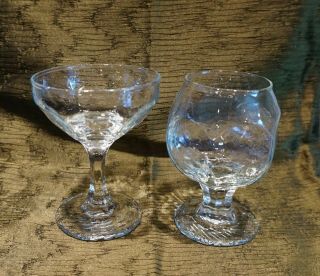 Two Vintage Libby Chivalry Bar Ware Glasses; Brandy Cordial And Champagne
