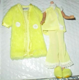 Vintage Skipper Lemon Fluff 1749 Yellow Pajama Top Bottoms Slippers Robe