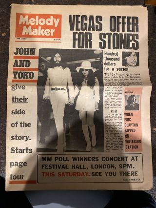 Melody Maker 1969 John Lennon Yoko Ono Wedding