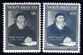 Israel Kkl/jnf Rabbi Kalisher Set Of Stamps Mnh