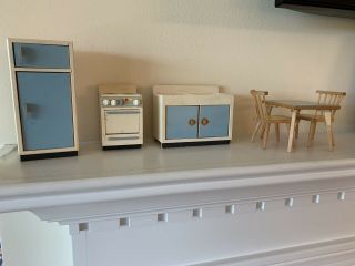 Vge German Kitchen Appliance Set Wooden Dollhouse Furniture Kitchen Table Chairs