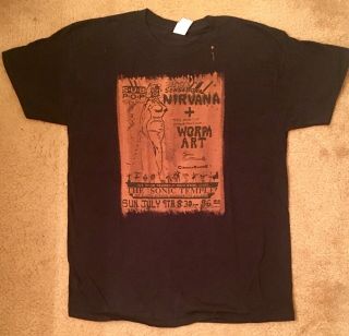 Nirvana Vintage Pittsburgh Flyer T - Shirt 7/09/89 Custom Bleach Design X - Large