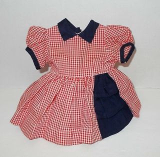 Vintage 16 " Terri Lee Doll Tagged Red Check Dress Navy 3 Tier Inset 1950s